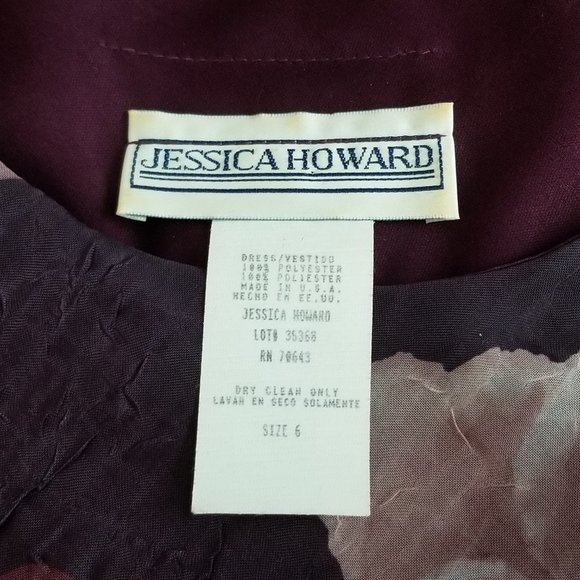 Jessica Howard Women's Floral Print A-Line Dress - Plum - Size 6 - Picture 6 of 6